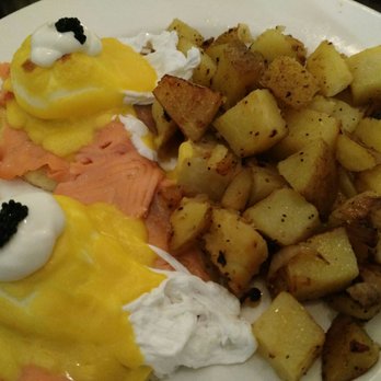 Hazel's Ristorante - Eggs Natasha - poached eggs, smoked salmon, pancakes, hollandaise, a dollop of sour cream and topped with a little bit of caviar. Delish! - Breakfast & Brunch Near Me - North York, Ontario Hazel's Ristorante - Eggs Natasha - poached eggs, smoked salmon, pancakes, hollandaise, a dollop of sour cream and topped with a little bit of caviar. Delish! - Breakfast & Brunch Near Me - North York, Ontario