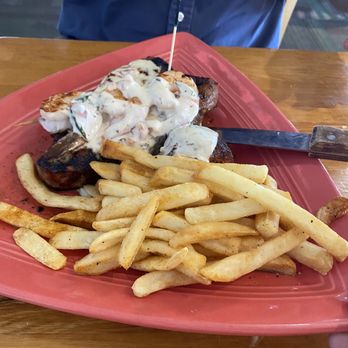 Daddy Mac's Beach Grille - Special - ribeye steak with jumbo shrimp and crab cake with fries - Seafood Near Me - Surf City, North Carolina