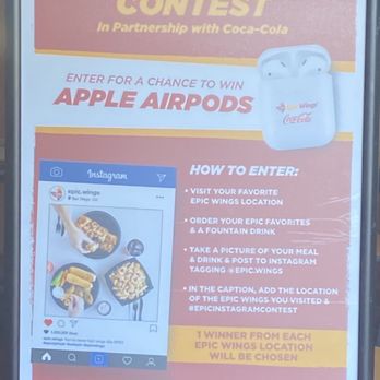 Epic Wings - an advertisement for an apple airpods - Chicken Wings Near Me - Santee, California