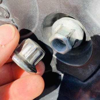 Mavis Tires & Brakes - Obvious signs a 12 point socket was used. Caps completely stripped as a result and damaged hex heads underneath. - Tires Near Me - Chambersburg, Pennsylvania Mavis Tires & Brakes - Obvious signs a 12 point socket was used. Caps completely stripped as a result and damaged hex heads underneath. - Tires Near Me - Chambersburg, Pennsylvania