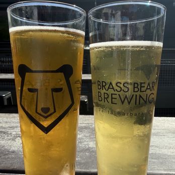 Brass Bear Brewing & Bistro - Right: Guava Lager Left: Goldilocks Blonde - Brewpubs Near Me - Santa Barbara, California Brass Bear Brewing & Bistro - Right: Guava Lager Left: Goldilocks Blonde - Brewpubs Near Me - Santa Barbara, California