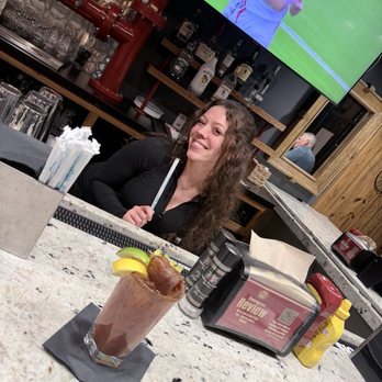 Town Hall Burger and Beer - Taylor and an incredible Bloody Mary! With bacon! - Burgers Near Me - Raleigh, North Carolina Town Hall Burger and Beer - Taylor and an incredible Bloody Mary! With bacon! - Burgers Near Me - Raleigh, North Carolina