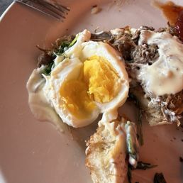 My poached egg was BOILED :(