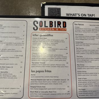 Solbird Kitchen & Tap - Menu - Tex-Mex Near Me - Fort Wayne, Indiana