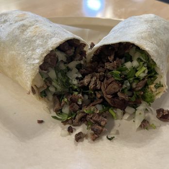 Simon Tacos - Steak burrito with cilantro and onions - Tacos Near Me - Chicago, Illinois