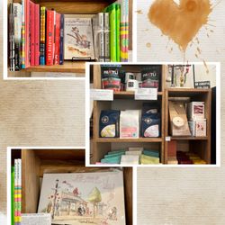 Curated shelves with gift items