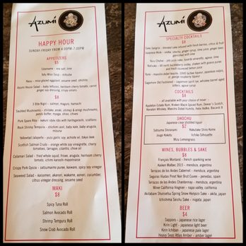 Azumi - Happy hour menu - Sushi Bars Near Me - Baltimore, Maryland