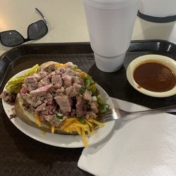 Schulze Bar-B-Que & Catering - Fully loaded baked potato with brisket.