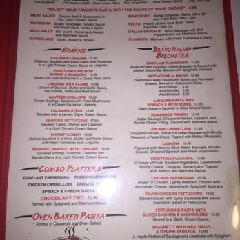 Bravo Restaurant - Menu 10-12-15 - Italian Near Me - Aiea, Hawaii