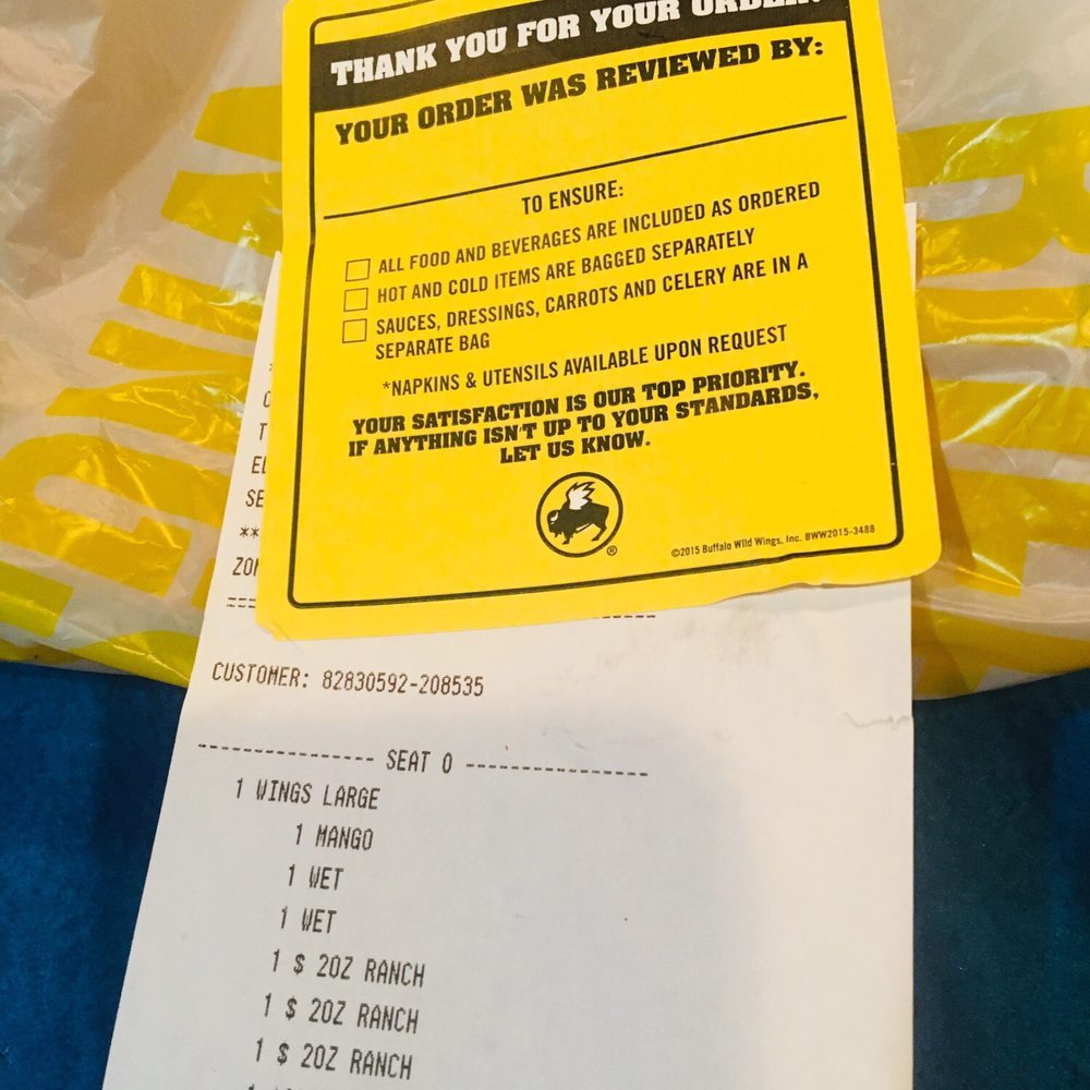 Buffalo Wild Wings - When the manager asked me who checked of on my order apparently no one! We did not receive what we ordered! No blazing wings! - Chicken Wings Near Me - Carson, California