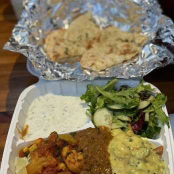 ADYA - Lunch thali - Vegetable Curry of the Day and coconut shrimp curry - Indian Near Me - Anaheim, California ADYA - Lunch thali - Vegetable Curry of the Day and coconut shrimp curry - Indian Near Me - Anaheim, California
