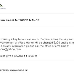 Woodmanor Apts - message from wood manor management