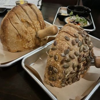 The Office Bar - Homemade bread! Different flavors - pepita and Gruyère - Wine Bars Near Me - Salida, Colorado