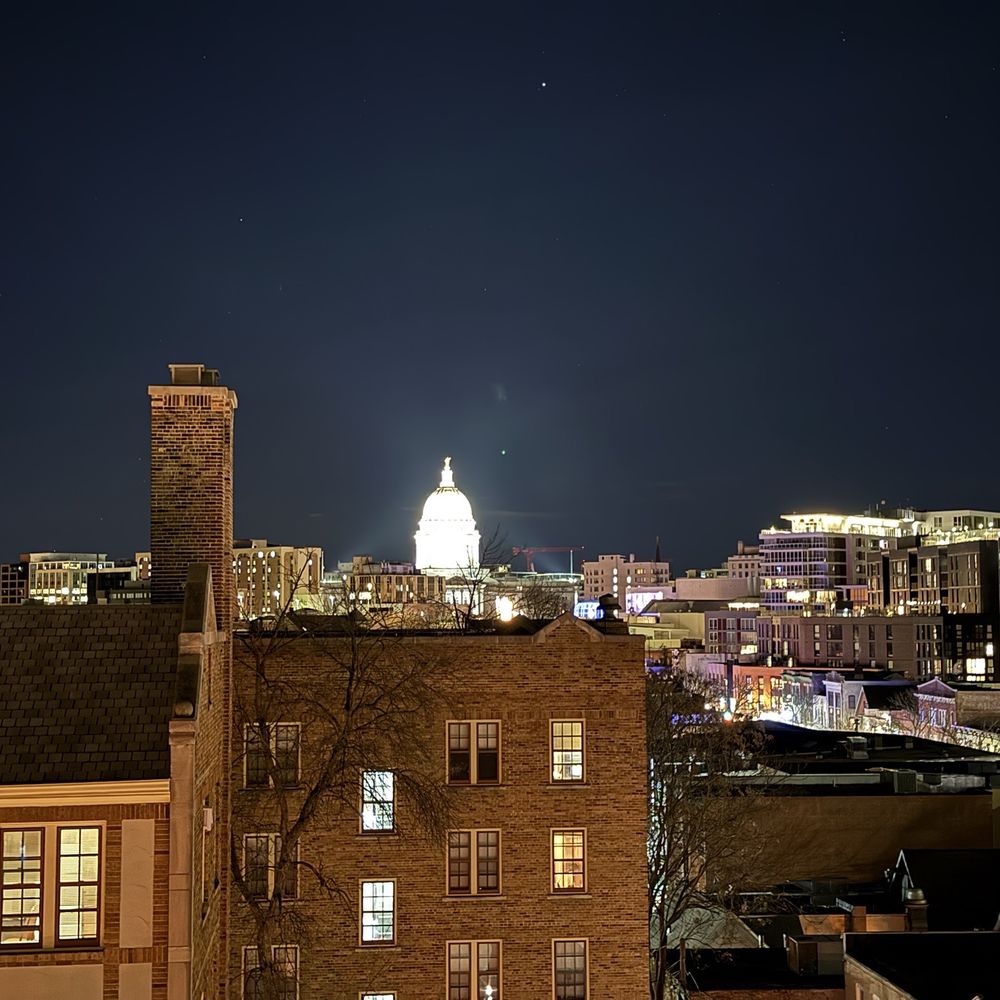 Camp Trippalindee - A beautiful view of the capital from the rooftop terrace - Bars Near Me - Madison, Wisconsin