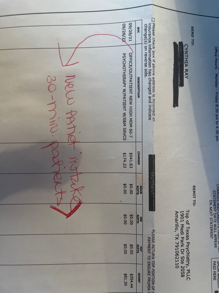 TOP OF TEXAS PSYCHIATRY Updated August 2024 1901 Medi Park Dr, Amarillo, Texas