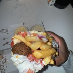Falafel in a Pita with fries Falafel in a Pita with fries
