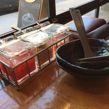 Buta Ramen - Condiments on each table - Ramen Near Me - Halifax, Nova Scotia