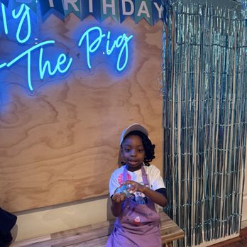 The Giggling Pig - Birthday girl taking a photo break from making slime - Party & Event Planning Near Me - Shelton, Connecticut The Giggling Pig - Birthday girl taking a photo break from making slime - Party & Event Planning Near Me - Shelton, Connecticut