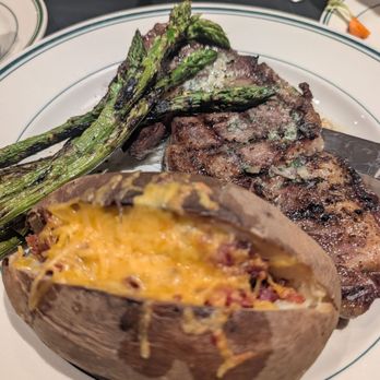 Daily Grill - Ribeye with loaded baked potato and grilled asparagus - American Near Me - Burbank, California