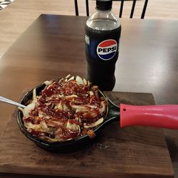 Macs - BBQ Chicken Mac and Cheese with bottled Pepsi Zero Sugar.