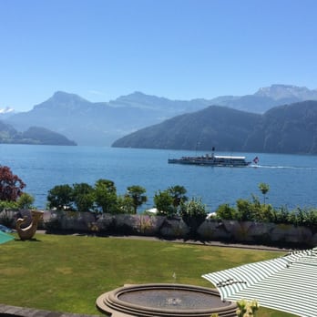 Park Weggis - A historic Paddle steamer.. The "Uri" passes by.. - Steakhouses Near Me - Weggis, LU