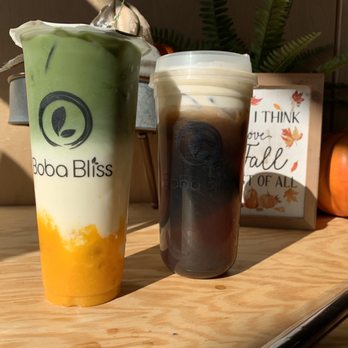 Boba Bliss - Mango Matcha Latte and Cream Cheese Oolong - Bubble Tea Near Me - Dublin, California Boba Bliss - Mango Matcha Latte and Cream Cheese Oolong - Bubble Tea Near Me - Dublin, California