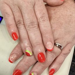 Finished watermelon nails