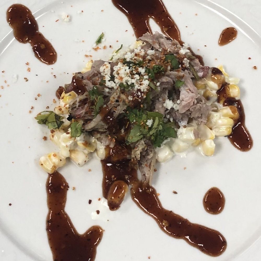 Speakeasy BBQ - Oak smoked pulled pork with Mexican street corn with spicy bbq sauce. - Barbeque Near Me - Norco, California Speakeasy BBQ - Oak smoked pulled pork with Mexican street corn with spicy bbq sauce. - Barbeque Near Me - Norco, California