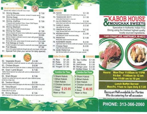 Menu photo 2 Kabob House & Mouchak Sweets Hamtramck, MI Menu photo 2 Kabob House & Mouchak Sweets Hamtramck, MI