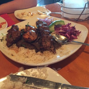 Istanbul Grill - This is the Mixed [forgot the name].   It includes Lamb, Filet, Chicken, and Gyro meat along with rice and garnish. - Turkish Near Me - Avon, Ohio