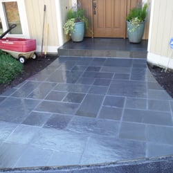 Photo of Closer to Nature Landscape - Seattle, WA, US. "True Blue" mortar set bluestone entryway