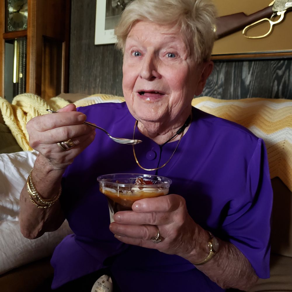 Surprising Mom with a turtle sundae Surprising Mom with a turtle sundae