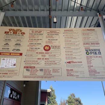 Phil's BBQ - Hanging menu outside - Barbeque Near Me - San Diego, California