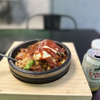 Choose And Mix - Stone Bibimbap (Build Your Own Bowl) with canned seltzer - Korean Near Me - Worcester, Massachusetts