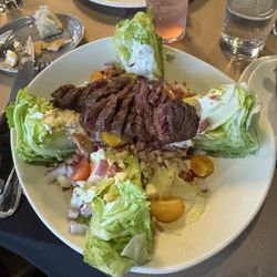 Wedge salad with steak.