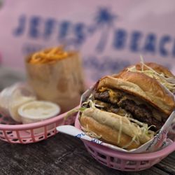 Jeffs' Beach Burgers - Jeff's Double-Double and Curly Fries