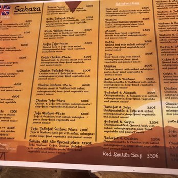 Sahara Imbiss - Peek at the menu (in English) - African Near Me - Berlin, BE Sahara Imbiss - Peek at the menu (in English) - African Near Me - Berlin, BE