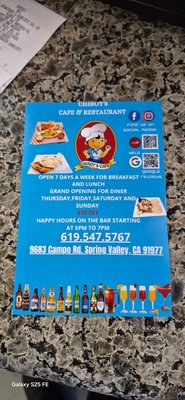 Menu photo 2 Chiroys Cafe Spring Valley, CA Menu photo 2 Chiroys Cafe Spring Valley, CA
