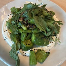 cucumbers with smoked labne is SO GOOD