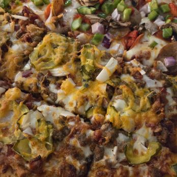 Pizza Ed - New York Style - Half Supreme, Half Bacon Cheeseburger - Square Cut - Pizza Near Me - Guntersville, Alabama Pizza Ed - New York Style - Half Supreme, Half Bacon Cheeseburger - Square Cut - Pizza Near Me - Guntersville, Alabama