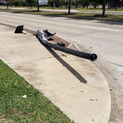 John Foster Dulles High School - Downed light pole in front of Dulles high school