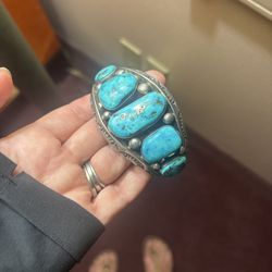 Turquoise House - Alfred Le of Shiprock, NM signed turquoise bracelet
