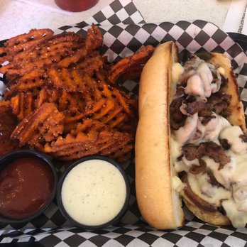 Mid City Grill - Philly Cheesesteak with sweet potato fries - Sandwiches Near Me - Johnson City, Tennessee Mid City Grill - Philly Cheesesteak with sweet potato fries - Sandwiches Near Me - Johnson City, Tennessee