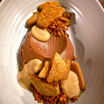 The Laurel - Vegan Chocolate Mousse Valrhona chocolate, fried peanuts, shortbread cookie, peanut butter sauce (Photo by: Deanna Troy Travels) - Cocktail Bars Near Me - West Hartford, Connecticut The Laurel - Vegan Chocolate Mousse Valrhona chocolate, fried peanuts, shortbread cookie, peanut butter sauce (Photo by: Deanna Troy Travels) - Cocktail Bars Near Me - West Hartford, Connecticut
