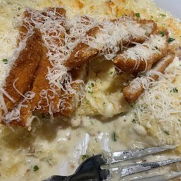 Ravioli Carbonara w/ chicken fritta