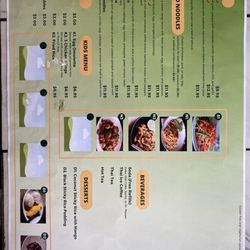 Kamlai Thai Cuisine - Back of menu, beverages and kids