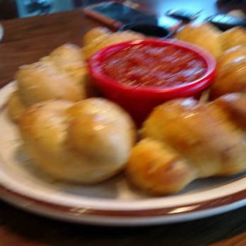 Hideaway Pizza - Garlic knots (sorry for blurriness, too​ much beer?) - Pizza Near Me - Moore, Oklahoma