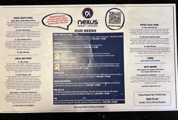 Menu photo 5 Nexus Brewery and Restaurant Albuquerque, NM