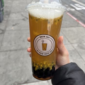 Brew Cha - Fresh Passion Fruit G. Tea GH - Bubble Tea Near Me - San Francisco, California Brew Cha - Fresh Passion Fruit G. Tea GH - Bubble Tea Near Me - San Francisco, California