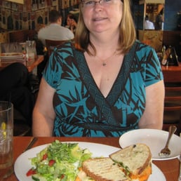 sandwich & salad, and we also had the hummus appetizer with pita bread. sandwich & salad, and we also had the hummus appetizer with pita bread.